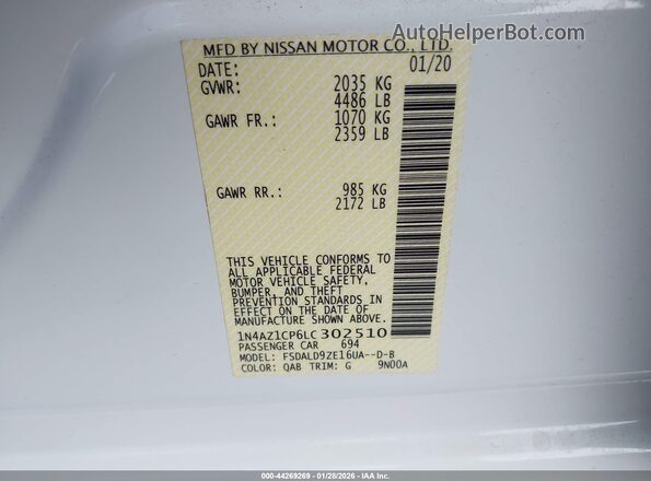 1N4AZ1CP6LC302510 2020 NISSAN LEAF White Շարժիչի բաժամունքի տեսք