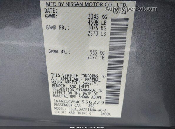 1N4AZ1CV6MC556329 2021 NISSAN LEAF Black Vista del compartimento del motor