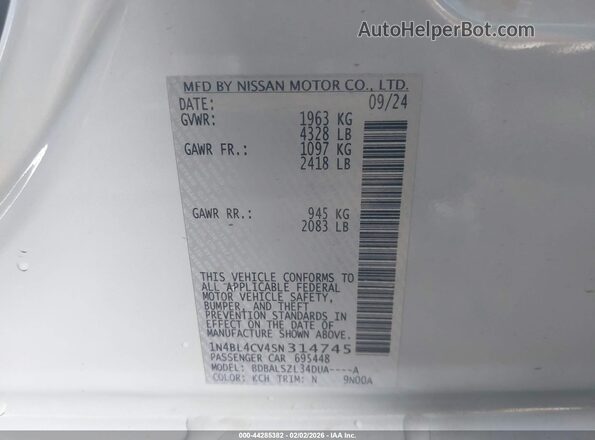 1N4BL4CV4SN314745 2025 NISSAN ALTIMA Light Blue Շարժիչի բաժամունքի տեսք