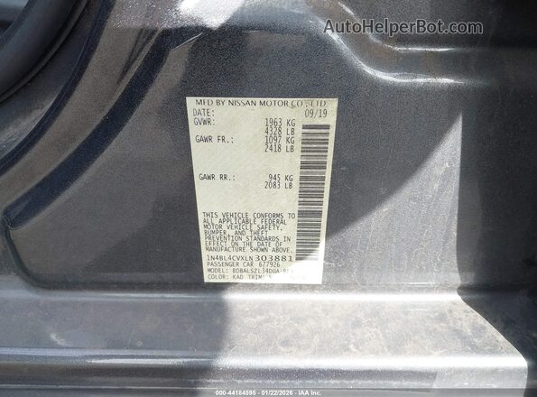 1N4BL4CVXLN303881 2020 NISSAN ALTIMA Gray Engine compartment view