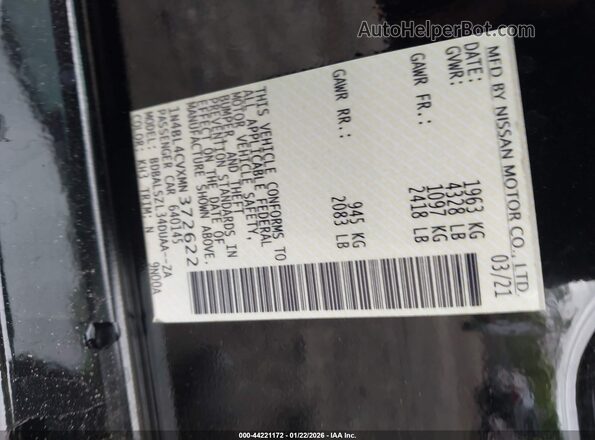 1N4BL4CVXMN372622 2021 NISSAN ALTIMA Black Widok komory silnika