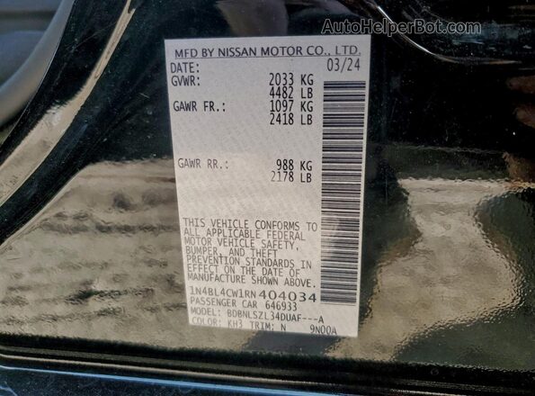 1N4BL4CW1RN404034 2024 NISSAN ALTIMA Black Вид підкапотного простору