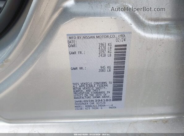 1N4BL4DV1RN394580 2024 NISSAN ALTIMA Silver 