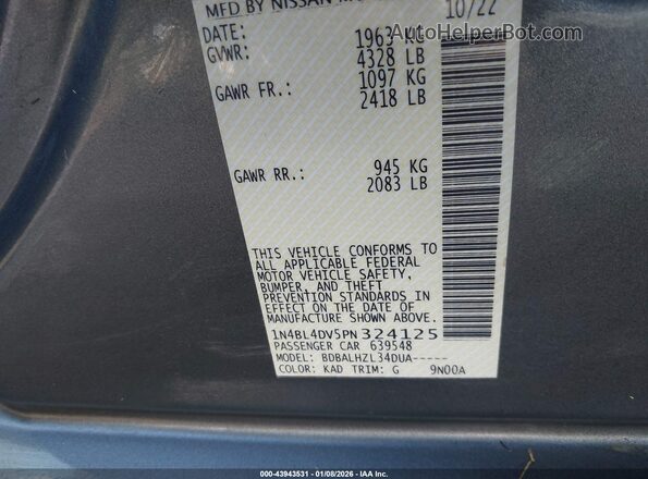 1N4BL4DV5PN324125 2023 NISSAN ALTIMA Серый Вид подкапотного пространства