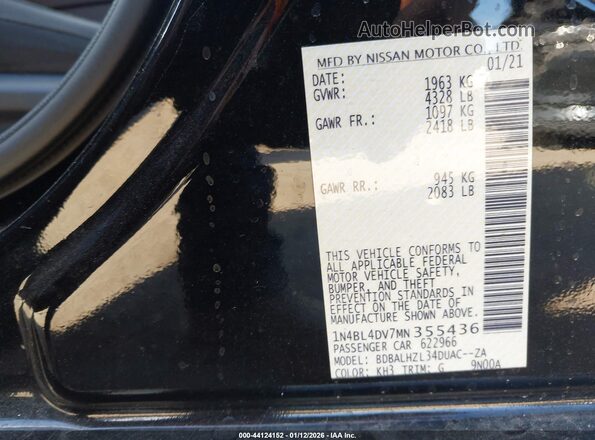 1N4BL4DV7MN355436 2021 NISSAN ALTIMA Black 
