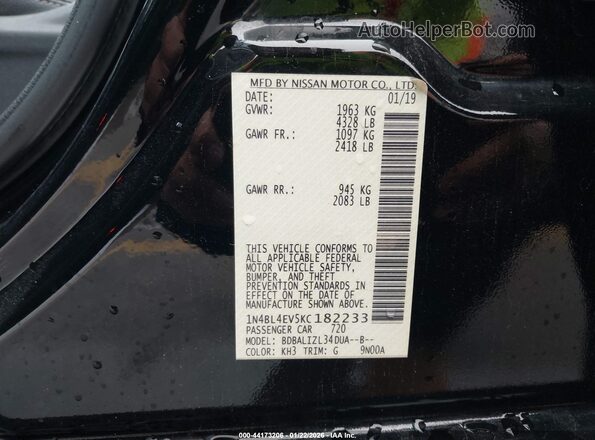 1N4BL4EV5KC182233 2019 NISSAN ALTIMA Black Vista del compartimento del motor