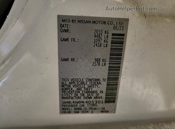 1N4BL4EW0PN405301 2023 NISSAN ALTIMA White ძრავის განყოფილების ხედი