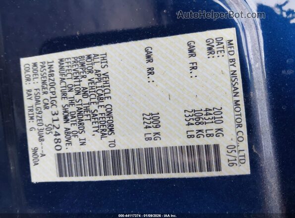 1N4BZ0CP1GC312480 2016 NISSAN LEAF Blue Вид підкапотного простору