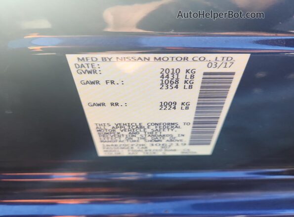 1N4BZ0CP2HC306219 2017 NISSAN LEAF Синий 