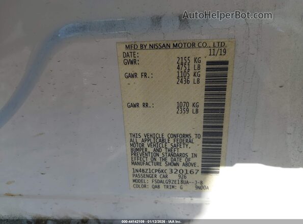 1N4BZ1CP6KC320167 2019 NISSAN LEAF White Engine compartment view