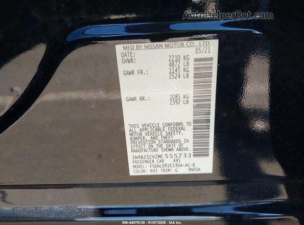 1N4BZ1CV2MC555733 2021 NISSAN LEAF Black Vista del compartimento del motor