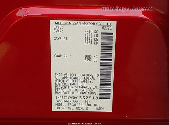 1N4BZ1CV5MC552518 2021 NISSAN LEAF Red Engine compartment view