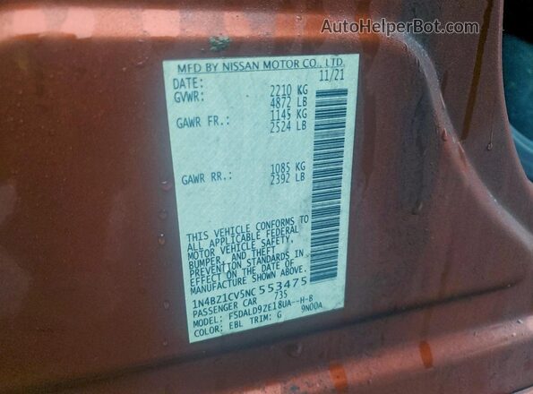1N4BZ1CV5NC553475 2022 NISSAN LEAF Orange 