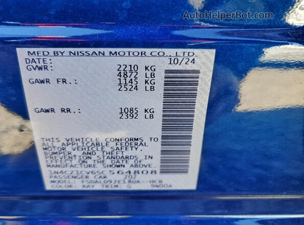1N4CZ1CV6SC564808 2025 NISSAN LEAF Blue 
