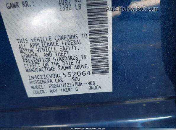 1N4CZ1CV9RC552064 2024 NISSAN LEAF Blue Շարժիչի բաժամունքի տեսք