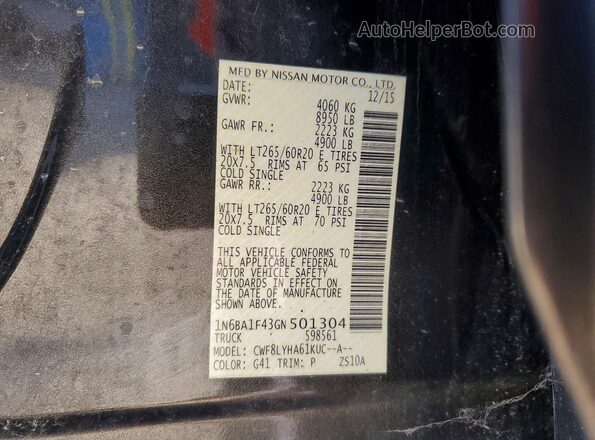 1N6BA1F43GN501304 2016 NISSAN TITAN Черный Вид подкапотного пространства