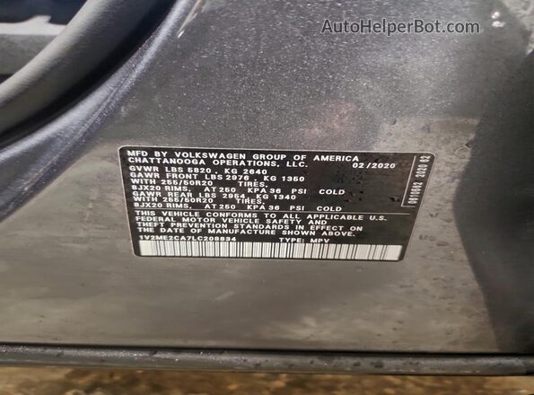 1V2ME2CA7LC208834 2020 VOLKSWAGEN ATLAS Gray Панорамний вид салону 360°