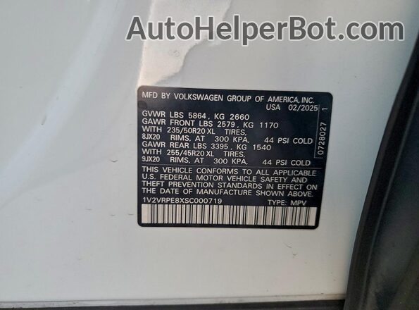 1V2VRPE8XSC000719 2025 VOLKSWAGEN ID.4 Белый Вид подкапотного пространства