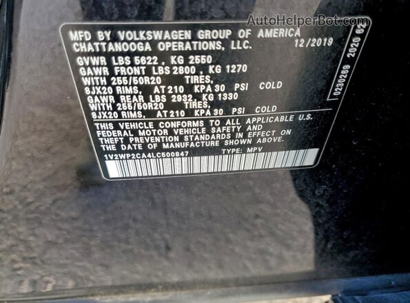 1V2WP2CA4LC500847 2020 VOLKSWAGEN ATLAS Black Widok komory silnika