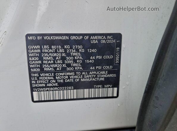 1V2WSPE80RC022263 2024 VOLKSWAGEN ID.4 White 