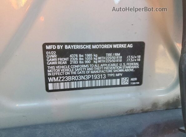 WMZ23BR03N3P19313 2022 MINI COOPER Silver 