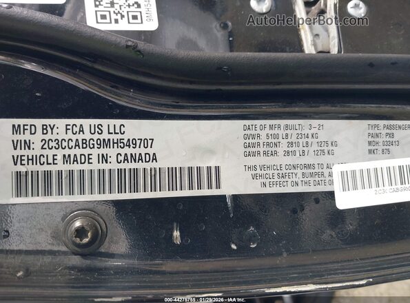 2C3CCABG9MH549707 2021 CHRYSLER 300 Черный Вид подкапотного пространства