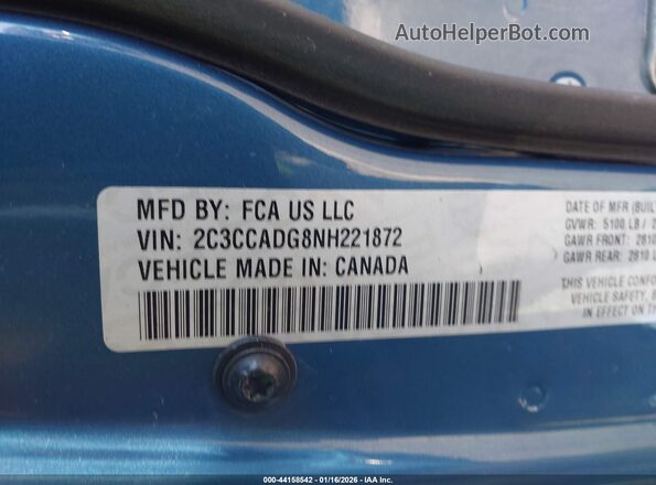 2C3CCADG8NH221872 2022 CHRYSLER 300 Blue Շարժիչի բաժամունքի տեսք