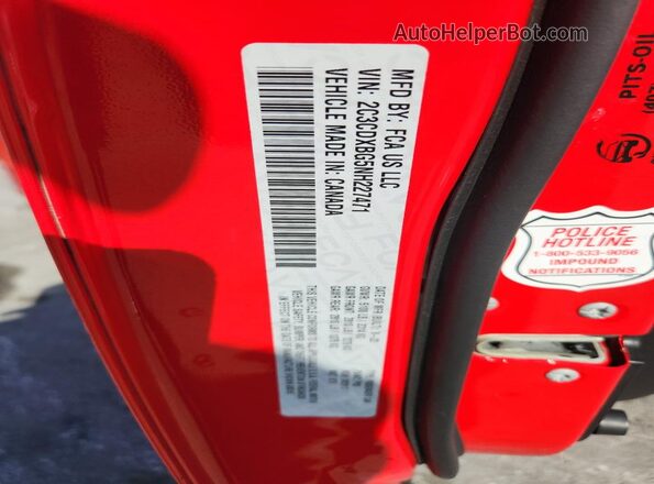 2C3CDXBG5NH227471 2022 DODGE CHARGER Red VIN sticker view