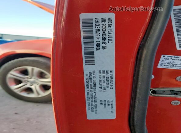 2C3CDXBG6NH161075 2022 DODGE CHARGER Red Շարժիչի բաժամունքի տեսք