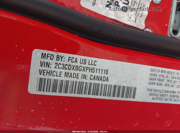 2C3CDXBGXPH511116 2023 DODGE CHARGER Red Շարժիչի բաժամունքի տեսք