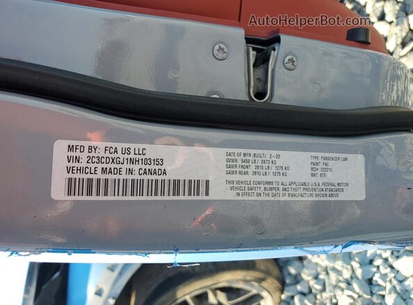 2C3CDXGJ1NH103153 2022 DODGE CHARGER Blue Вид наклейки з VIN-кодом