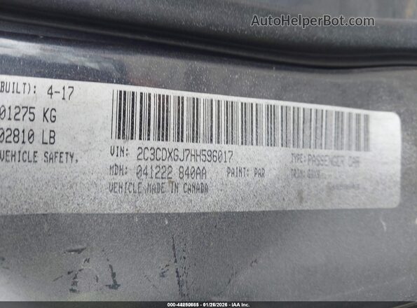 2C3CDXGJ7HH596017 2017 DODGE CHARGER Gray Engine compartment view