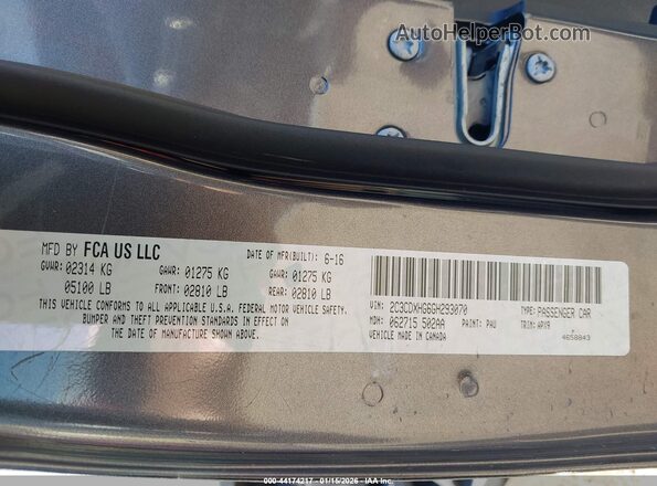 2C3CDXHG6GH293070 2016 DODGE CHARGER Gray Vista del compartimento del motor