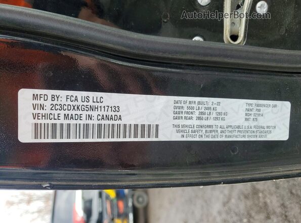 2C3CDXKG5NH117133 2022 DODGE CHARGER Черный Вид подкапотного пространства