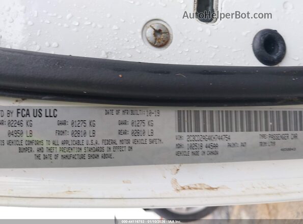 2C3CDZAG4KH744754 2019 DODGE CHALLENGER White ძრავის განყოფილების ხედი