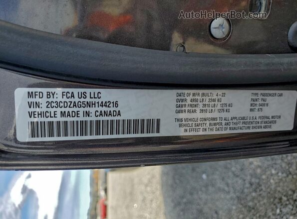 2C3CDZAG5NH144216 2022 DODGE CHALLENGER Charcoal Вид підкапотного простору