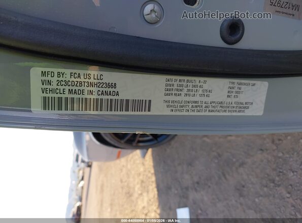2C3CDZBT3NH223668 2022 DODGE CHALLENGER Gray 