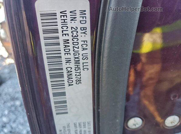 2C3CDZJGXMH573785 2021 DODGE CHALLENGER Фиолетовый Вид подкапотного пространства