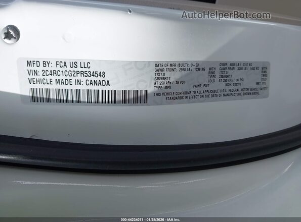 2C4RC1CG2PR534548 2023 CHRYSLER VOYAGER Белый Вид подкапотного пространства