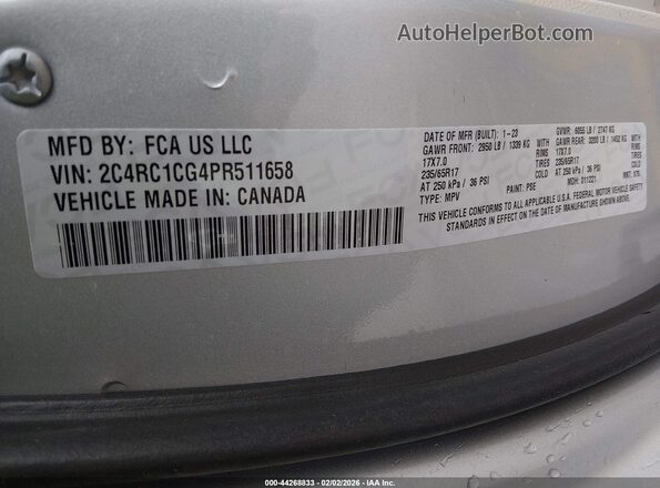 2C4RC1CG4PR511658 2023 CHRYSLER VOYAGER Silver Вид підкапотного простору