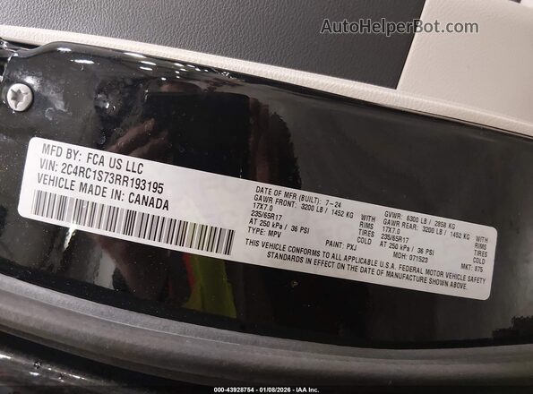 2C4RC1S73RR193195 2024 CHRYSLER PACIFICA Black Շարժիչի բաժամունքի տեսք