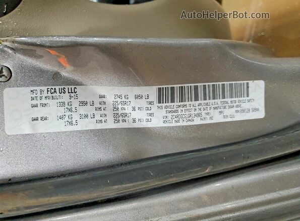 2C4RDGCG1GR134965 2016 DODGE GRAND Silver Widok naklejki z numerem VIN