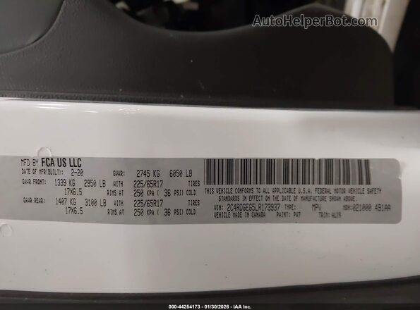 2C4RDGEG5LR173937 2020 DODGE GRAND CARAVAN White Engine compartment view