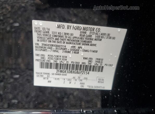 2FMGK5D8XGBA02154 2016 FORD FLEX Black VIN կոդի պիտակի տեսք