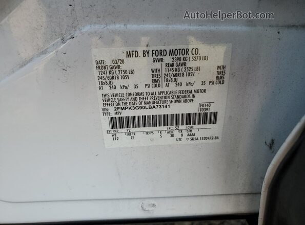2FMPK3G90LBA73141 2020 FORD EDGE White 360 interior view