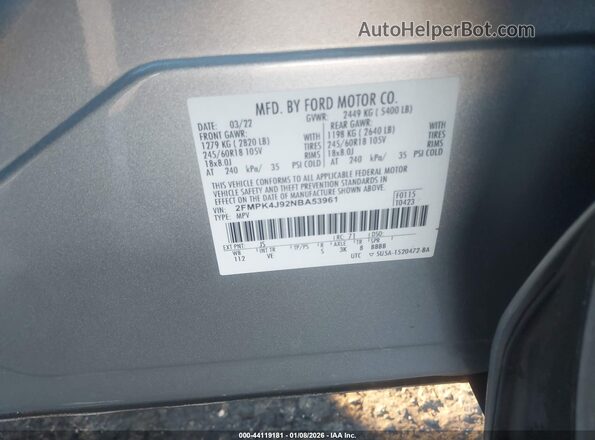 2FMPK4J92NBA53961 2022 FORD EDGE Silver Շարժիչի բաժամունքի տեսք