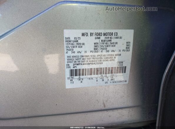 2FMPK4K93PBA23269 2023 FORD EDGE Silver 
