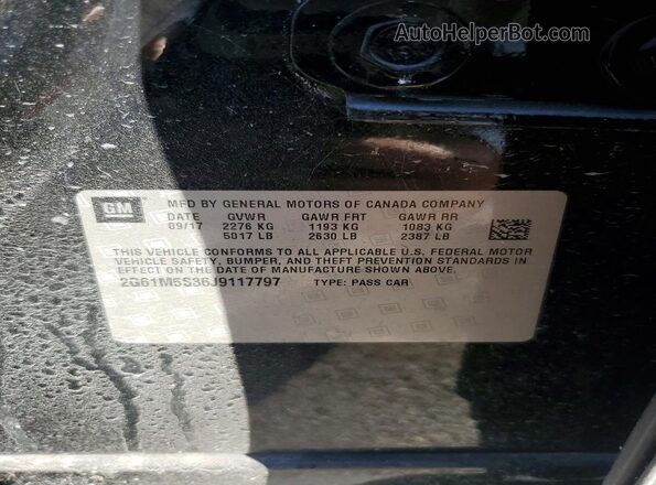 2G61M5S36J9117797 2018 CADILLAC XTS Black VIN კოდის სტიკერის ხედი