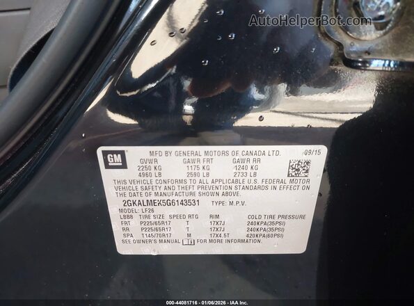 2GKALMEK5G6143531 2016 GMC TERRAIN Black Engine compartment view