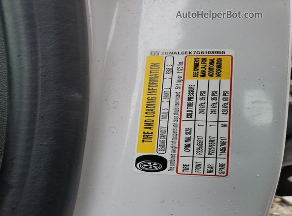 2GNALCEK7G6108955 2016 CHEVROLET EQUINOX White Vista de la etiqueta del VIN